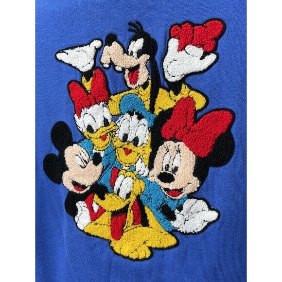 Mickey Mouse Donald Duck and Goofy Disney Embroidered Blue Sweater Women's M - Picture 1 of 4